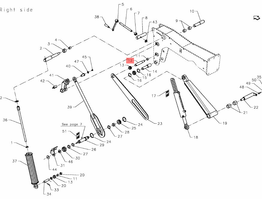 Pin for hydraulic cylinder on Vicon trailed Mower/conditioner